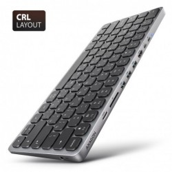 Klawiatura HMC-KB-CRL USB-C 5Gbps z wieloportowy hub 9in1, SD/microSD, 3x USB-A, HDMI 4K/60Hz, PD 100W, Audio, Cyrillic layout, 