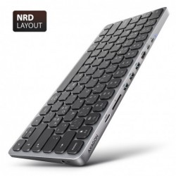 Klawiatura HMC-KB-NRD USB-C 5Gbps z wieloportowy hub 9in1, SD/microSD, 3x USB-A, HDMI 4K/60Hz, PD 100W, Audio, Nordic layout, 60