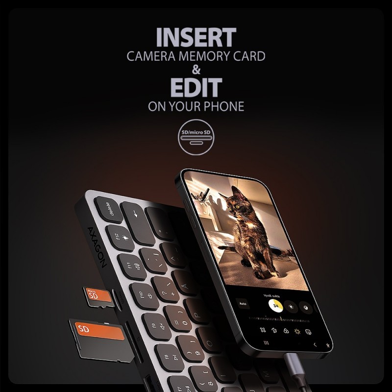 Klawiatura HMC-KB-NRD USB-C 5Gbps z wieloportowy hub 9in1, SD/microSD, 3x USB-A, HDMI 4K/60Hz, PD 100W, Audio, Nordic layout, 60 Klawiatura HMC-KB-NRD USB-C 5Gbps z wieloportowy hub 9in1, SD/microSD, 3x USB-A, HDMI 4K/60Hz, PD 100W, Audio, Nordic layout, 60