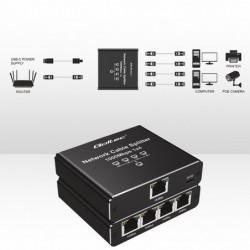 Rozdzielacz splitter Ethernet mini SWITCH 1x4 RJ45 | 1000Mb/s | USB-C | Aluminium Rozdzielacz splitter Ethernet mini SWITCH 1x4 RJ45 | 1000Mb/s | USB-C | Aluminium