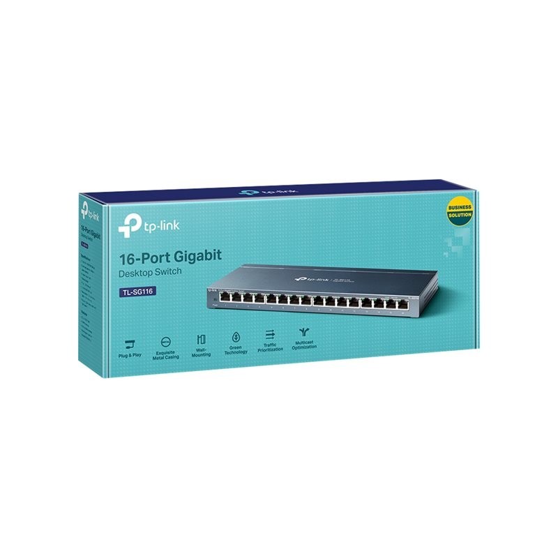 TPLINK TL-SG116 TP-Link TL-SG116 Switch 16-Port Gigabit Desktop Switch, 16 Gigabit RJ45 Ports, D