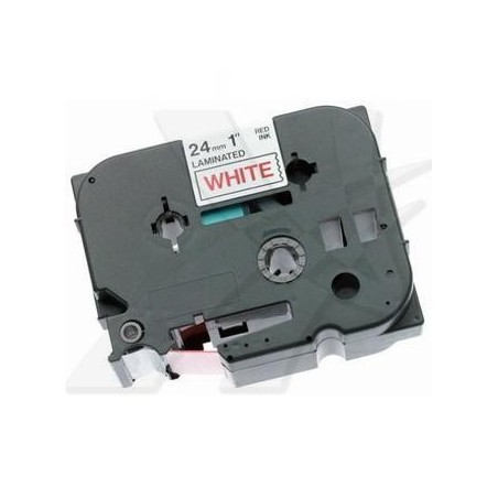 Brother oryginalny taśma do drukarek etykiet, Brother, TX-252, czerwony druk/biały podkład, laminowane, 8m, 24mm