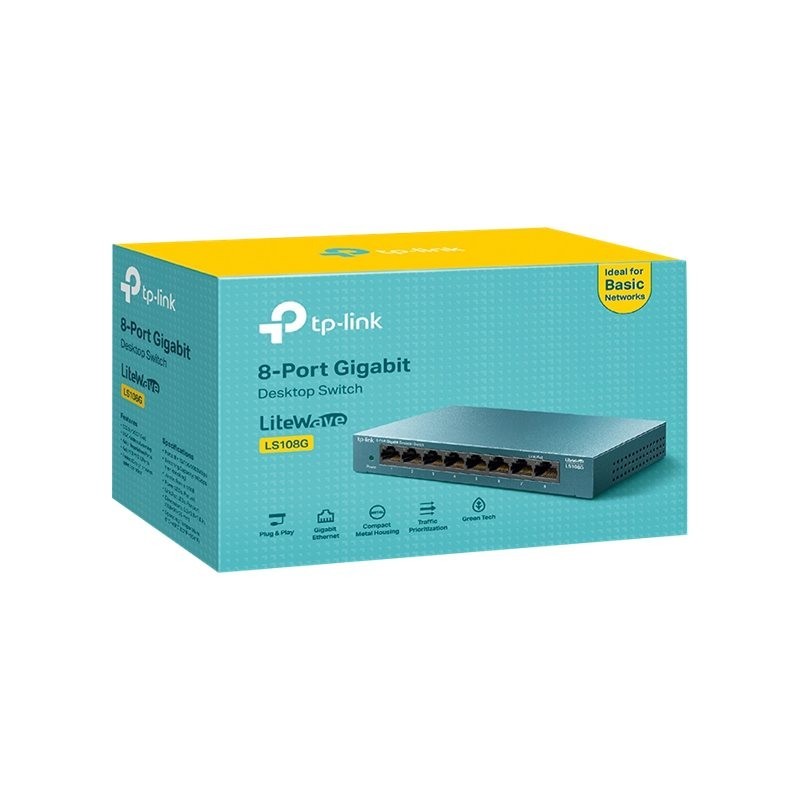TP-LINK LiteWave 8-Port Gigabit Desktop Switch 8 Gigabit RJ45 Ports Desktop Steel Case TP-LINK LiteWave 8-Port Gigabit Desktop Switch 8 Gigabit RJ45 Ports Desktop Steel Case