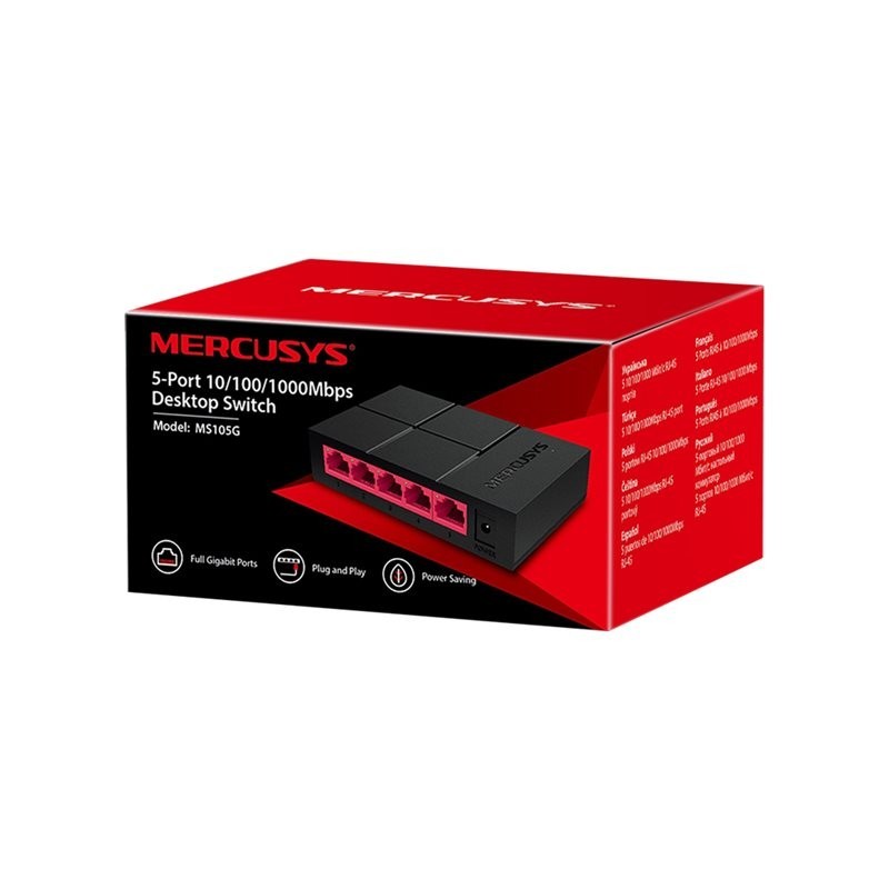 TPLINK MS105G Mercusys MS105G 5-Port 10/100/1000Mbps Desktop Switch TPLINK MS105G Mercusys MS105G 5-Port 10/100/1000Mbps Desktop Switch