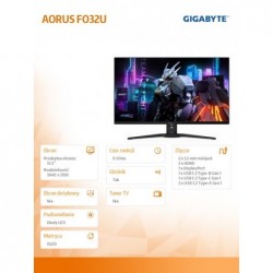 Monitor 31,5 cala AORUS FO32U OD-OLED  165Hz UHD 4K HM  Monitor 31,5 cala AORUS FO32U OD-OLED  165Hz UHD 4K HM