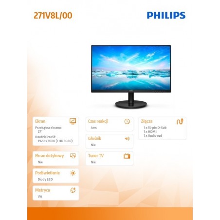 Monitor 271V8L 27 cali VA HDMI Monitor 271V8L 27 cali VA HDMI