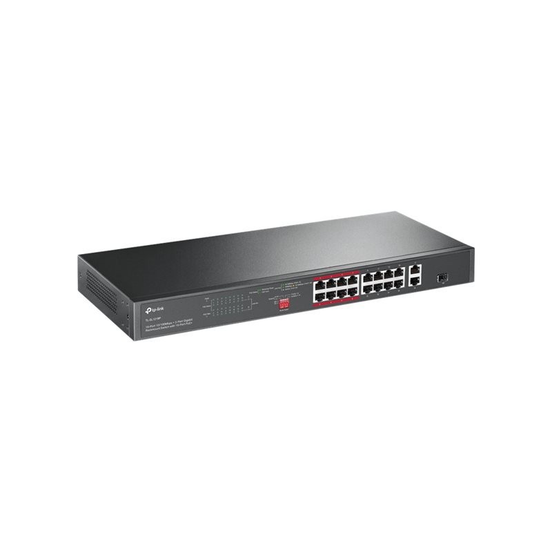TP-LINK TL-SL1218P 16x 10/100 PoE+ 2x Gigabit Non-PoE Ports 1x Combo Gigabit SFP Slot 150W PoE budget (P)