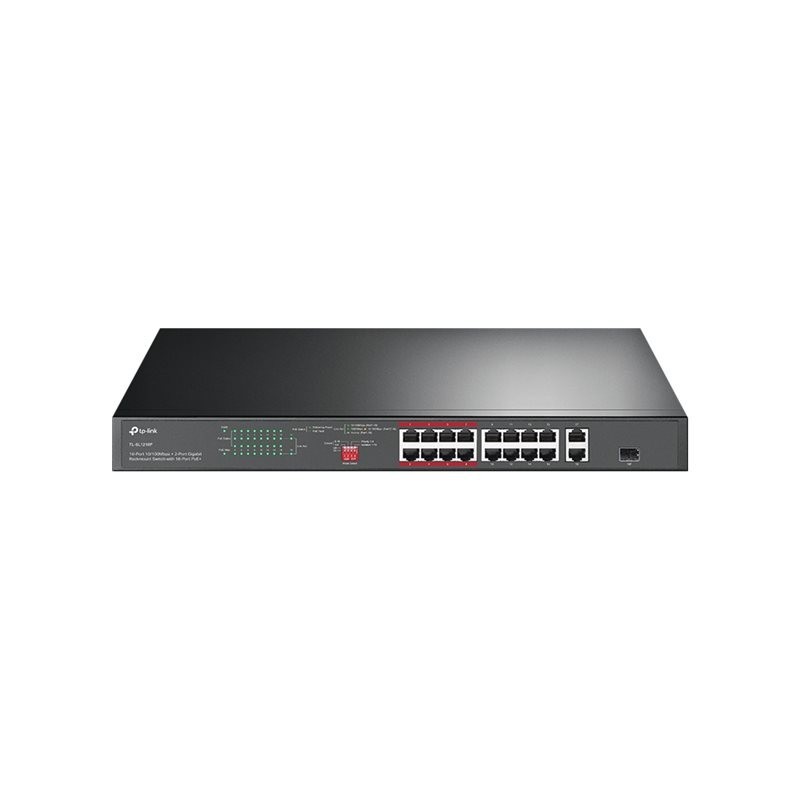TP-LINK TL-SL1218P 16x 10/100 PoE+ 2x Gigabit Non-PoE Ports 1x Combo Gigabit SFP Slot 150W PoE budget (P)