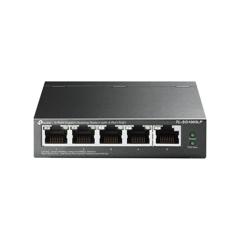TP-LINK TL-SG1005LP 5-Port Gigabit Desktop Steel Case Switch with 4-Port PoE+ 40W PoE budget (P)