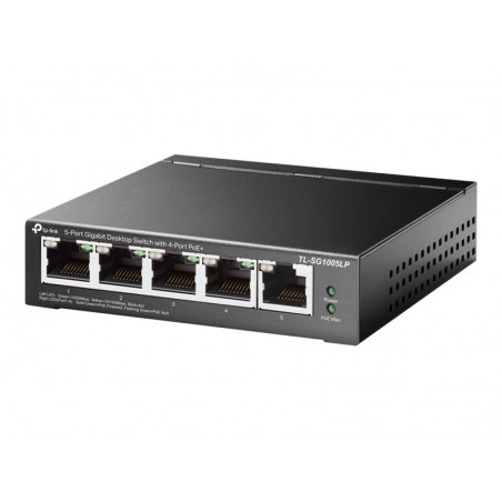TP-LINK TL-SG1005LP 5-Port Gigabit Desktop Steel Case Switch with 4-Port PoE+ 40W PoE budget (P) TP-LINK TL-SG1005LP 5-Port Gigabit Desktop Steel Case Switch with 4-Port PoE+ 40W PoE budget (P)