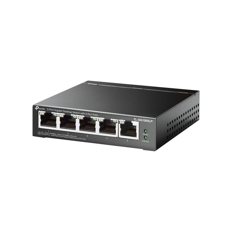 TP-LINK TL-SG1005LP 5-Port Gigabit Desktop Steel Case Switch with 4-Port PoE+ 40W PoE budget (P)