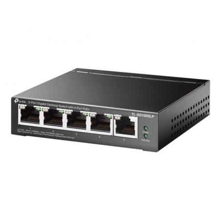 TP-LINK TL-SG1005LP 5-Port Gigabit Desktop Steel Case Switch with 4-Port PoE+ 40W PoE budget (P) TP-LINK TL-SG1005LP 5-Port Gigabit Desktop Steel Case Switch with 4-Port PoE+ 40W PoE budget (P)
