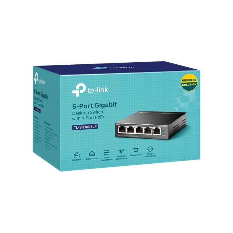 TP-LINK TL-SG1005LP 5-Port Gigabit Desktop Steel Case Switch with 4-Port PoE+ 40W PoE budget (P)