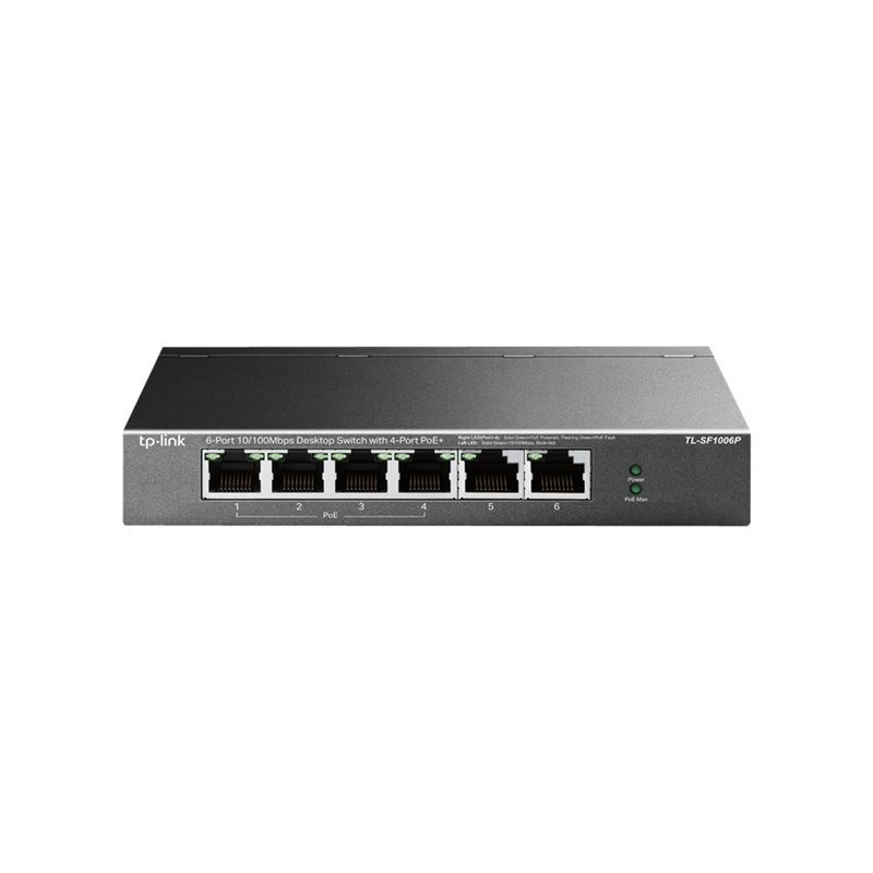 TP-LINK TL-SF1006P 6-Port 10/100Mbps Steel Desktop Switch with 4-Port PoE+ 67W PoE budget (P)