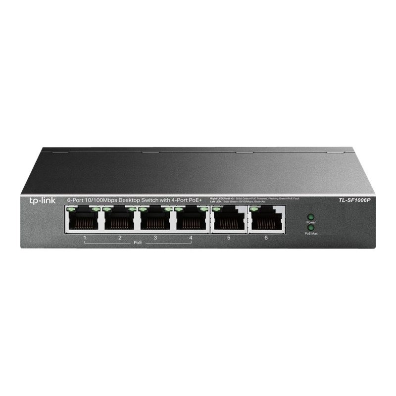 TP-LINK TL-SF1006P 6-Port 10/100Mbps Steel Desktop Switch with 4-Port PoE+ 67W PoE budget (P)