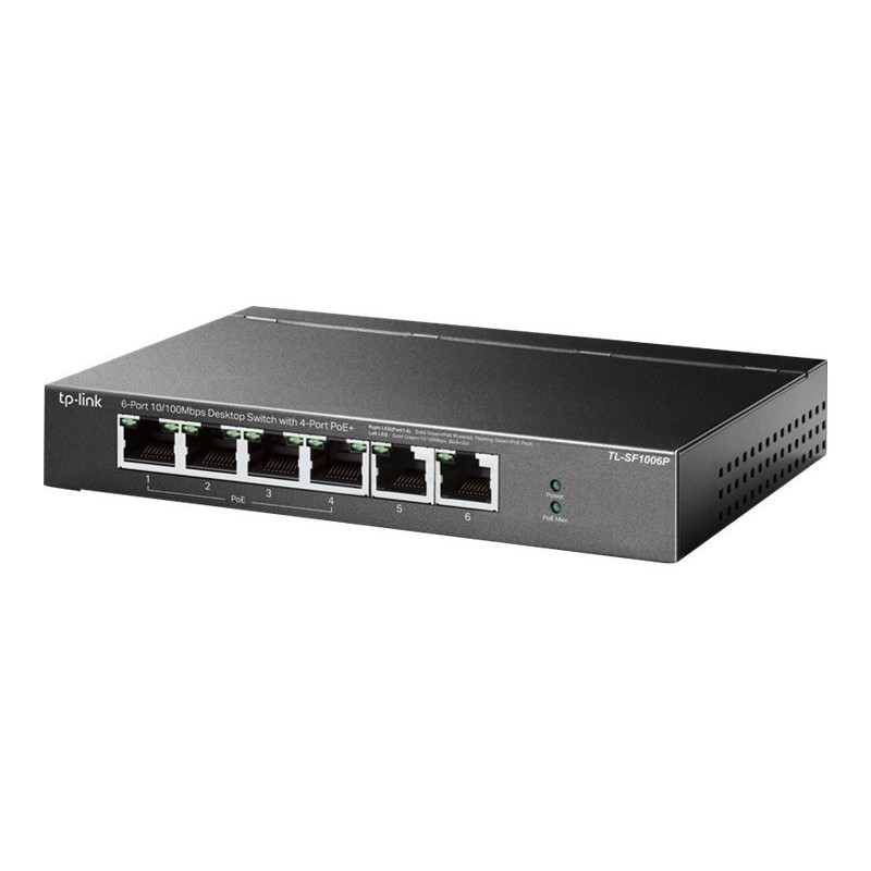 TP-LINK TL-SF1006P 6-Port 10/100Mbps Steel Desktop Switch with 4-Port PoE+ 67W PoE budget (P)