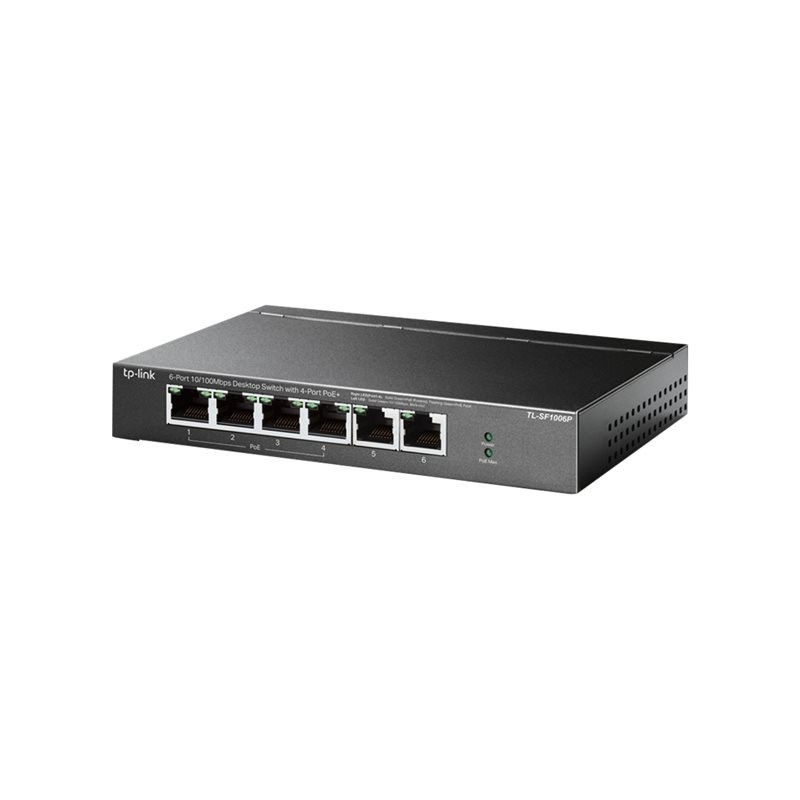 TP-LINK TL-SF1006P 6-Port 10/100Mbps Steel Desktop Switch with 4-Port PoE+ 67W PoE budget (P)