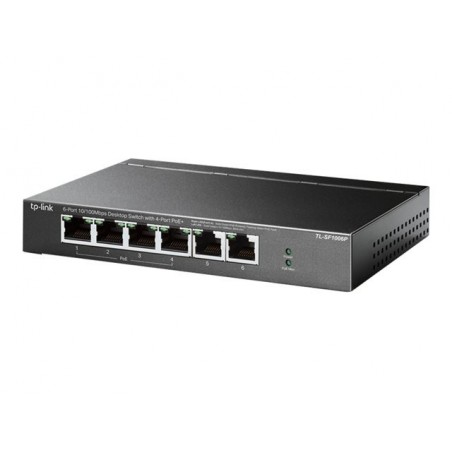 TP-LINK TL-SF1006P 6-Port 10/100Mbps Steel Desktop Switch with 4-Port PoE+ 67W PoE budget (P) TP-LINK TL-SF1006P 6-Port 10/100Mbps Steel Desktop Switch with 4-Port PoE+ 67W PoE budget (P)