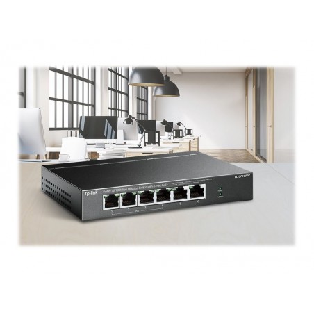 TP-LINK TL-SF1006P 6-Port 10/100Mbps Steel Desktop Switch with 4-Port PoE+ 67W PoE budget (P) TP-LINK TL-SF1006P 6-Port 10/100Mbps Steel Desktop Switch with 4-Port PoE+ 67W PoE budget (P)
