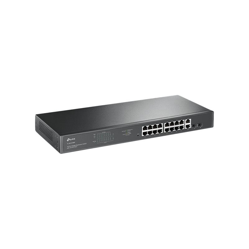 TP-LINK TL-SG1218MP 18-Port Gigabit RM Switch with 16x PoE+ GE 2x GE 2x Combo SFP slots 250W budget (P)