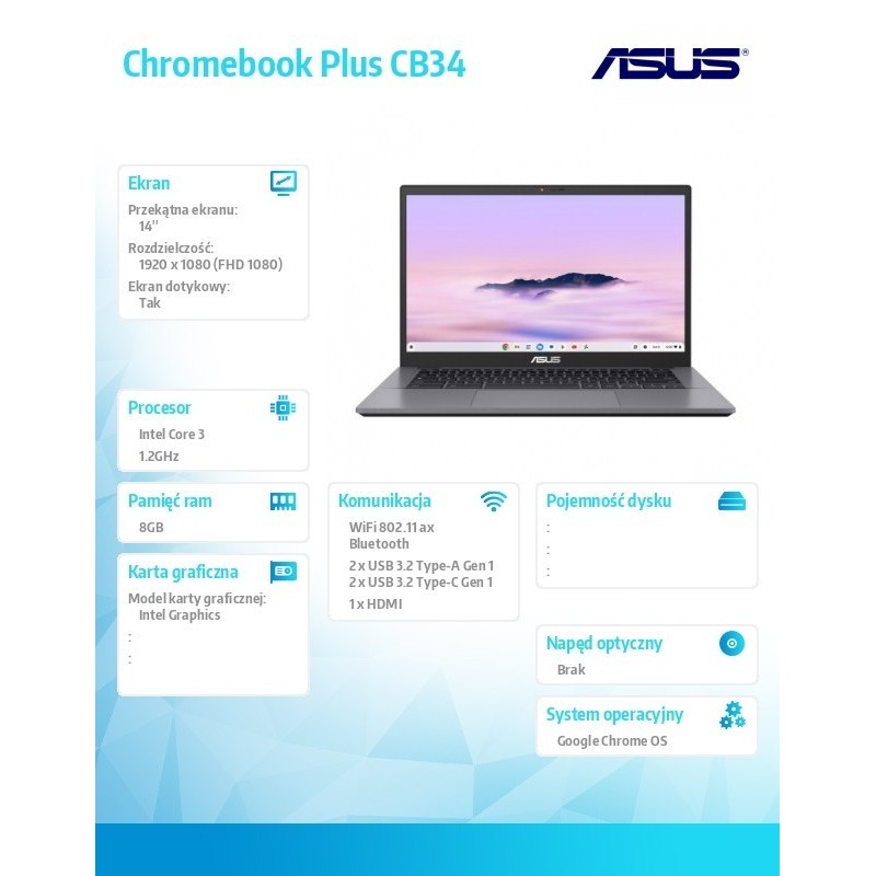 Notebook Chromebook Plus CB3402CVA-MW0517 