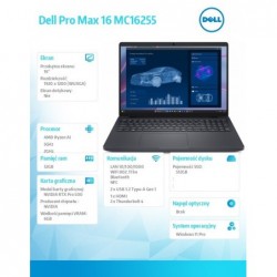 Laptop Dell Pro Max 16 MC16255 Win11Pro AMD Ryzen 350|32GB|512GB|RTX PRO 500Blackwell 6GB|FgrPr&SmtCd|FHD Cam&Mic|WLAN+BT|16.0" Laptop Dell Pro Max 16 MC16255 Win11Pro AMD Ryzen 350|32GB|512GB|RTX PRO 500Blackwell 6GB|FgrPr&SmtCd|FHD Cam&Mic|WLAN+BT|16.0"