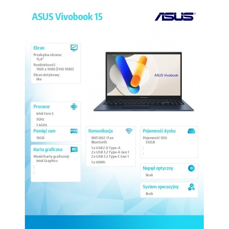 Notebook X1504VA-BQ2947 Core5 120U 16GB/512GB Notebook X1504VA-BQ2947 Core5 120U 16GB/512GB