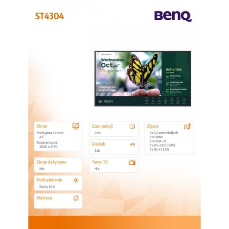 Monitor wielkoformatowy 43 cale ST4304 4K/1200:1/ANDROID Monitor wielkoformatowy 43 cale ST4304 4K/1200:1/ANDROID