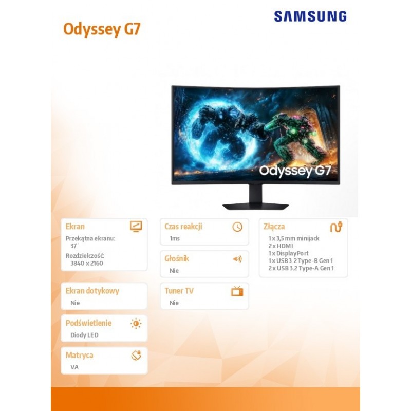 Monitor Odyssey G7 37 cali LS37FG750EUXEN Monitor Odyssey G7 37 cali LS37FG750EUXEN
