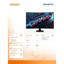 Monitor 31.5 cala GS32QCA GAMING VA QHD 180Hz DP HDMI Monitor 31.5 cala GS32QCA GAMING VA QHD 180Hz DP HDMI
