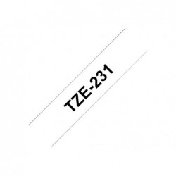 BROTHER TZE231 Brother TZE231 Banda laminata 12mm BLACK ON WHITE BROTHER TZE231 Brother TZE231 Banda laminata 12mm BLACK ON WHITE