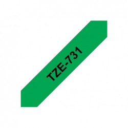 BROTHER TZe731 Taśma Brother 12mm BLACK ON GREEN BROTHER TZe731 Taśma Brother 12mm BLACK ON GREEN