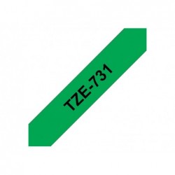 BROTHER TZe731 Taśma Brother 12mm BLACK ON GREEN BROTHER TZe731 Taśma Brother 12mm BLACK ON GREEN