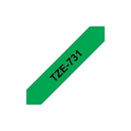 BROTHER TZe731 Taśma Brother 12mm BLACK ON GREEN BROTHER TZe731 Taśma Brother 12mm BLACK ON GREEN