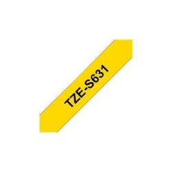 BROTHER TZeS631 Taśma Brother 12mm BLACK ON YELLOW ADHESIVE TAPE BROTHER TZeS631 Taśma Brother 12mm BLACK ON YELLOW ADHESIVE TAPE