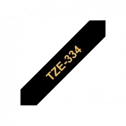 BROTHER TZE334 Taśma Brother 12mm Gold on Black BROTHER TZE334 Taśma Brother 12mm Gold on Black