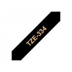BROTHER TZE334 Taśma Brother 12mm Gold on Black BROTHER TZE334 Taśma Brother 12mm Gold on Black