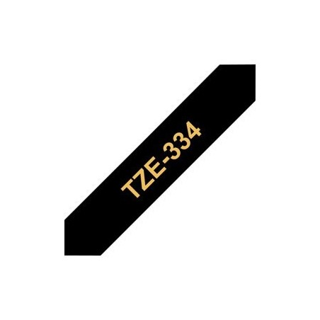 BROTHER TZE334 Taśma Brother 12mm Gold on Black BROTHER TZE334 Taśma Brother 12mm Gold on Black