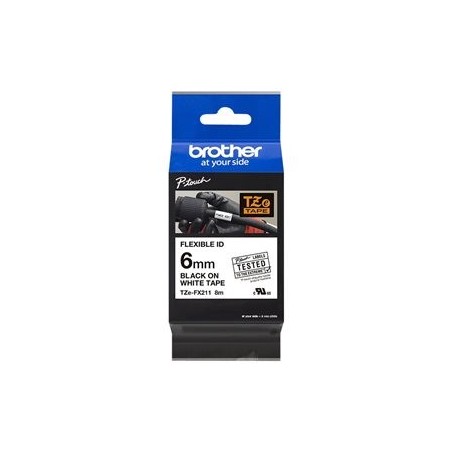 BROTHER TZEFX211 Taśma Brother 6mm BLACK ON WHITE FLEXIBLE ID BROTHER TZEFX211 Taśma Brother 6mm BLACK ON WHITE FLEXIBLE ID