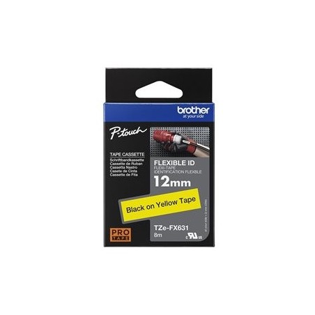 BROTHER TZEFX631 Taśma Brother 12mm BLACK ON YELLOW FLEXIBLE ID BROTHER TZEFX631 Taśma Brother 12mm BLACK ON YELLOW FLEXIBLE ID