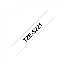 BROTHER TZES221 Tape Brother 9mm BLACK ON WHITE ADHESIVE TAPE BROTHER TZES221 Tape Brother 9mm BLACK ON WHITE ADHESIVE TAPE