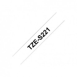 BROTHER TZES221 Tape Brother 9mm BLACK ON WHITE ADHESIVE TAPE BROTHER TZES221 Tape Brother 9mm BLACK ON WHITE ADHESIVE TAPE