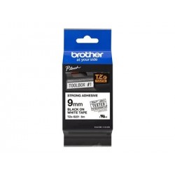 BROTHER TZES221 Tape Brother 9mm BLACK ON WHITE ADHESIVE TAPE BROTHER TZES221 Tape Brother 9mm BLACK ON WHITE ADHESIVE TAPE