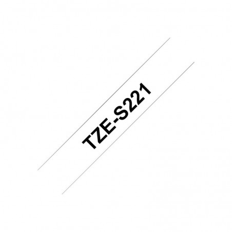 BROTHER TZES221 Tape Brother 9mm BLACK ON WHITE ADHESIVE TAPE BROTHER TZES221 Tape Brother 9mm BLACK ON WHITE ADHESIVE TAPE