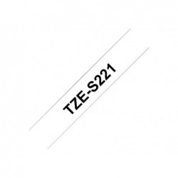 BROTHER TZES221 Tape Brother 9mm BLACK ON WHITE ADHESIVE TAPE BROTHER TZES221 Tape Brother 9mm BLACK ON WHITE ADHESIVE TAPE