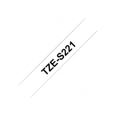 BROTHER TZES221 Tape Brother 9mm BLACK ON WHITE ADHESIVE TAPE BROTHER TZES221 Tape Brother 9mm BLACK ON WHITE ADHESIVE TAPE