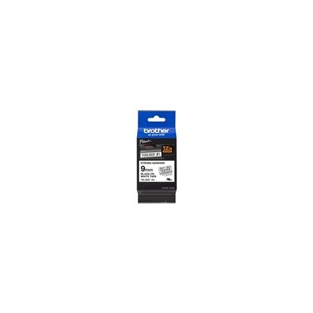 BROTHER TZES221 Tape Brother 9mm BLACK ON WHITE ADHESIVE TAPE BROTHER TZES221 Tape Brother 9mm BLACK ON WHITE ADHESIVE TAPE
