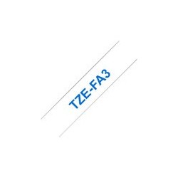 BROTHER TZEFA3 Tape Brother 12mm BLUE ON white fabric BROTHER TZEFA3 Tape Brother 12mm BLUE ON white fabric