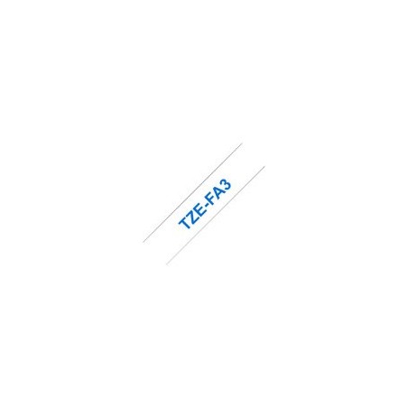 BROTHER TZEFA3 Tape Brother 12mm BLUE ON white fabric BROTHER TZEFA3 Tape Brother 12mm BLUE ON white fabric