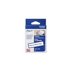 BROTHER TZEFA3 Tape Brother 12mm BLUE ON white fabric BROTHER TZEFA3 Tape Brother 12mm BLUE ON white fabric
